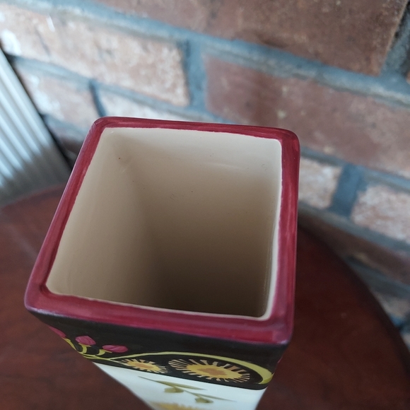 Fiasco Inc Peru Ceramic Rectangular Bud Vase Sun Flowers - Picture 7 of 8